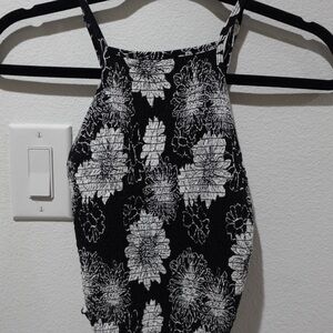Black and White Floral Women's Top